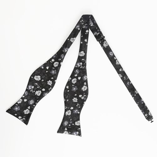 Image of Alizeal Mens 2pcs Floral Pattern Bow Tie Set | Self-tied Pocket Square Colorful Perfect for Weddings Proms Business