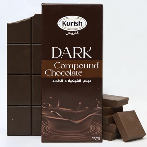 Karish Dark Compound Chocolate Block 500g Rich Cocoa Flavor Smooth Melt Bar Premium Dubai Inspired Dessert Chocolate for Baking Molding & Gifting