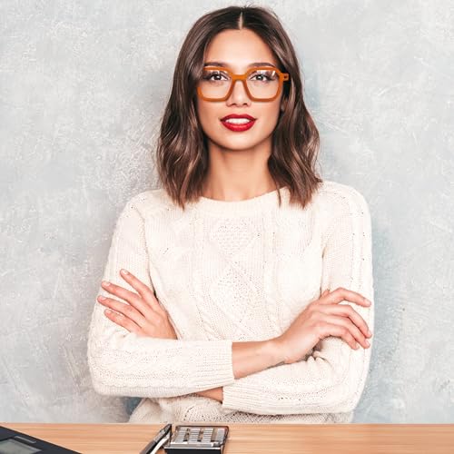 Image of FEISEDY Square Non Prescription Clear Lens Glasses Frame for Women Men Blue Light Blocking Eyeglasses B0155