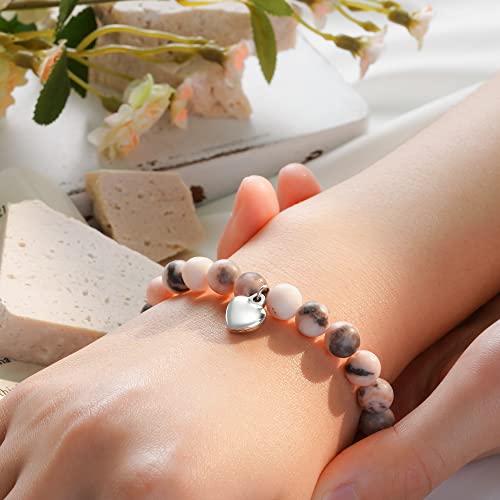 HGDEER Gifts for Aunt/Niece, Natural Stone Heart Bracelets Christmas Birthday Gifts for Women/Girls4