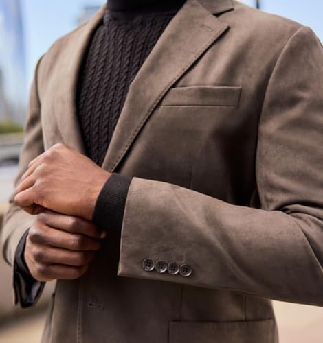 Men's Suit Jacket Vintage Suede Blazer Slim Fit Casual Sports Coat for Formal Business Wedding Party4