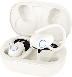 Fone de Ouvido, Bluetooth 5.4, IPX4 à Prova D'Água, Com Microfone Embutido. Design Esportivo e Ergonômico, Ideal Para Corridas, Atividades Físicas, Compatível com IPhone e Android, Anti Ruído (Branco)