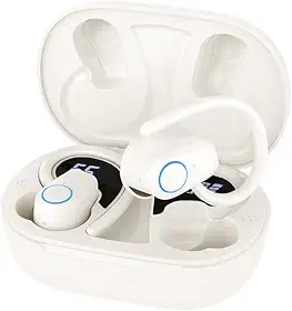 Fone de Ouvido, Bluetooth 5.4, IPX4 à Prova D'Água, Com Microfone Embutido. Design Esportivo e Ergonômico, Ideal Para Corridas, Atividades Físicas, Compatível com IPhone e Android, Anti Ruído (Branco)
