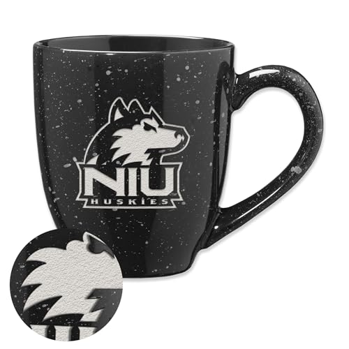 Rico Industries NCAA Northern Illinois Huskies Black 16 oz Team Color Laser Engraved Speckled Ceramic Coffee Mug