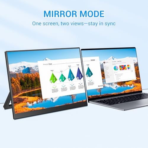 Image of Veout Portable Monitor 14 Inch Ultra-Slim IPS FHD USB C HDMI Travel Monitor for Laptop with Kickstand & Speakers, for Laptop PC, Phone, Mac