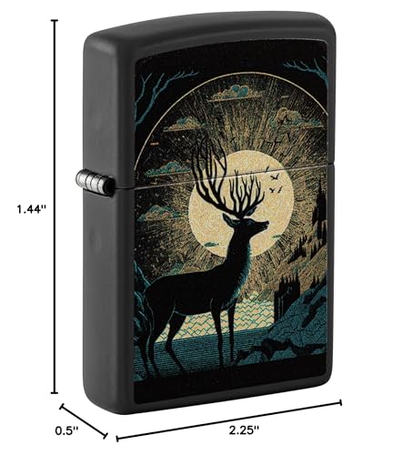 Encendedor Zippo diseño Deer and Sun negro mate miniatura 7