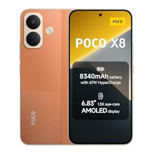 POCO X8, Smartphone 8G+256GB, Orange, 8340mAh battery 67W Charging