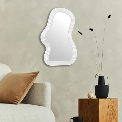 Miroir mural irrégulier blanc 40x24 cm pour décoration de table