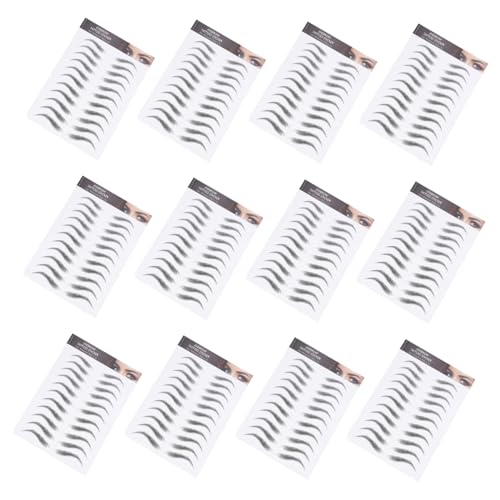 LRXIYODE 12 hojas Pegatinas de Cejas Impermeables Realistas para Cejas Claras o Escasas Adhesivas Fáciles de Usar y Duraderas para Cambio Instantáneo y Natural