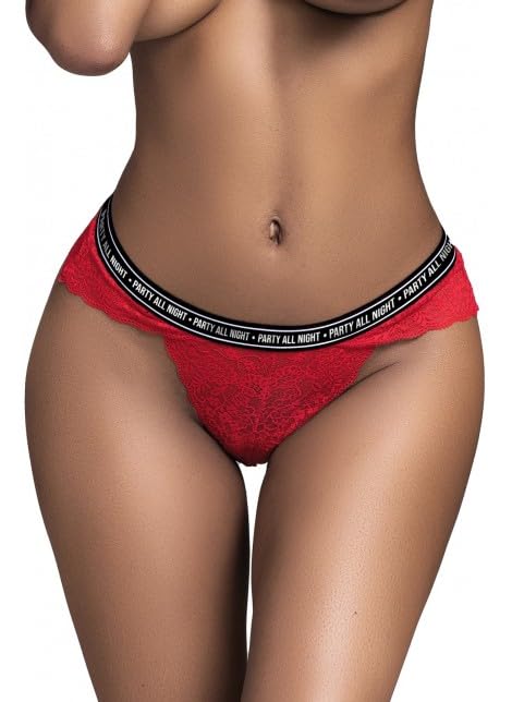 String en dentelle rouge Mapale sous-vêtements érotiques cuir et latex
