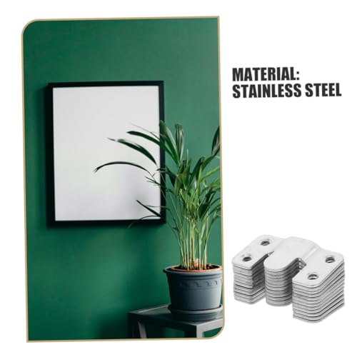 Image of 20pcs Heavy Duty Stainless Steel Wall Mount Brackets Durable Picture Hanging Clips for Mirrors Art Display Versatile Installation Hardware for Home Decor