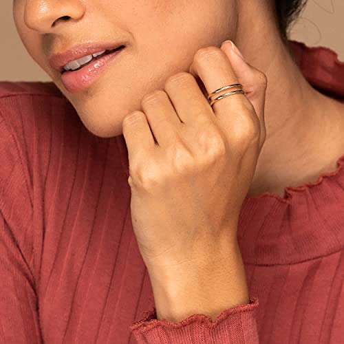 Image of NOKMIT 1mm 14K Gold Filled Rings for Women Girls Thin Gold Ring Dainty Cute Stacking Stackable Thumb Pinky Band Non Tarnish Comfort Fit Size 4 to 11 1PC /2PCS /3PCS