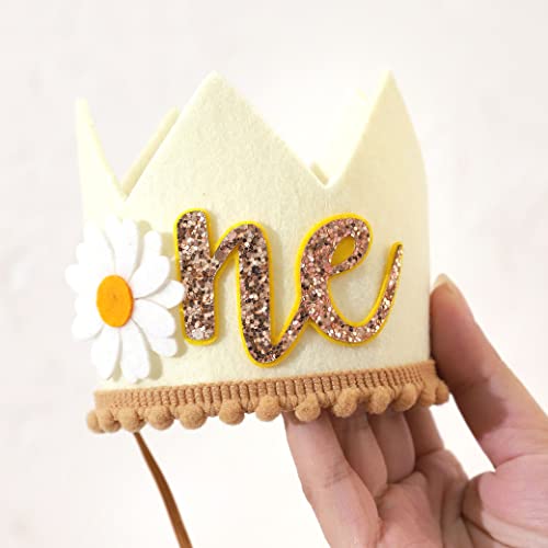 Agkvw Daisy 1St Birthday Crown - Groovy One Birthday Hat, Hippie First Birthday Decoration Girl, Daisy 1St Birthday Cake Smash Prop #TOP3