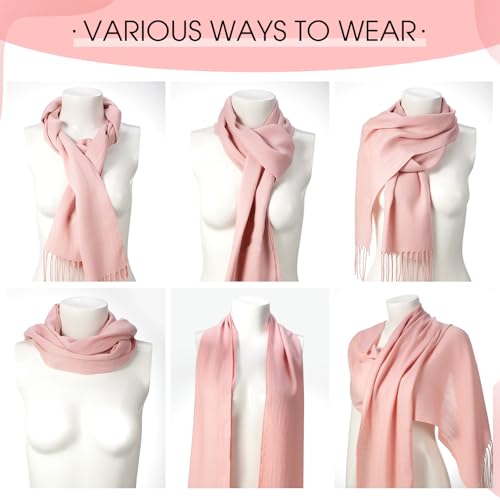 4 Pcs Soft Shawl Womens Scarf Winter Silky Wrap Soft Winter Neck Scarf Warm Travel with Tassel Edge for Men4