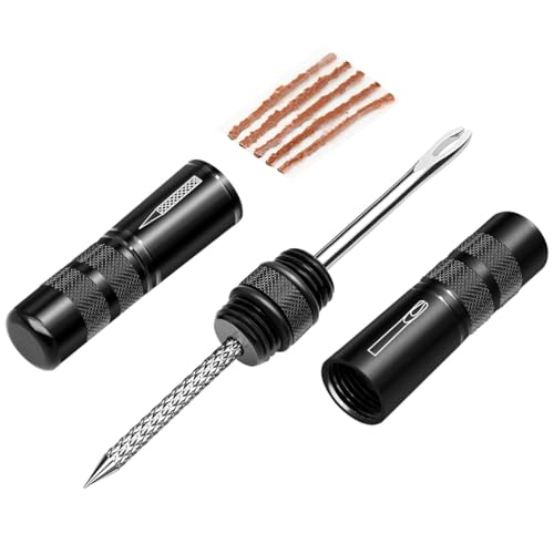 Thinvik Cycling Tubeless Tire Repair Tool,Fixes Mountain Bike and Road Bicycle Tire Punctures.Tubeless Bike Tire Repair Kit Includes Tire Repair Fork Reamer, 5 Bacon Strips.