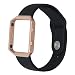 For Fitbit Blaze Band,TOROTOP M/L Soft Silicone Replacement Strap with Rose Gold Frame for Fitbit Blaze Smart Fitness Watch (Black Large Band+Rose Gold Frame)