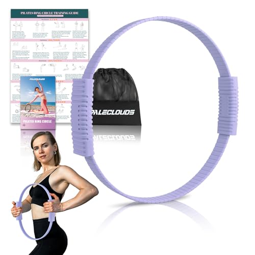 Pilates Ring, 12' Silicone Magic Circle with Training Poster & Portable Bag, Pilates Ring Circle for...