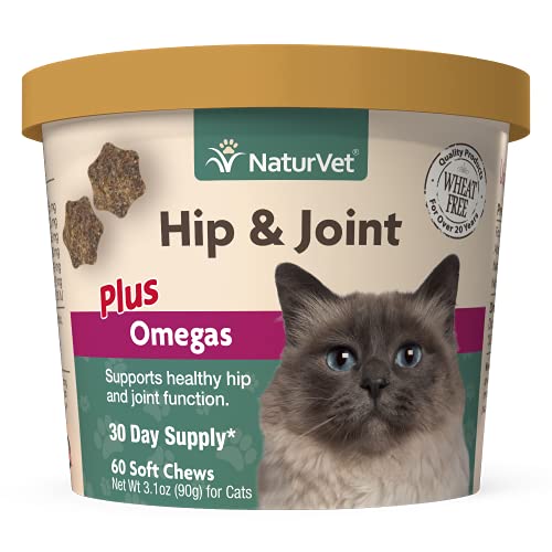 NaturVet – Hip & Joint for Cats Plus Omegas – 60 Soft Chews – Help Supports Healthy Hip & Joint Function – Enhanced with…