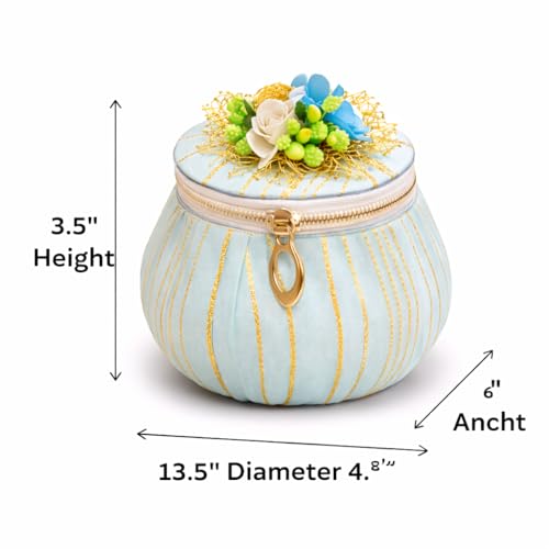 Image of Jaipur Ace Shagun Potli Gift Box Set of 3 with Zipper | Decorative Velvet Jewelry Organizer & Cash Storage Box | Wedding Return Gifts, Rakhi Gift Box, Bridal Shagun Box, Festive Gift Packaging, Money Holder Pouch (SET OF 3)