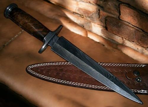 DG-40 Handmade Damascus Steel Dagger Knife – Solid Rose wood Handle