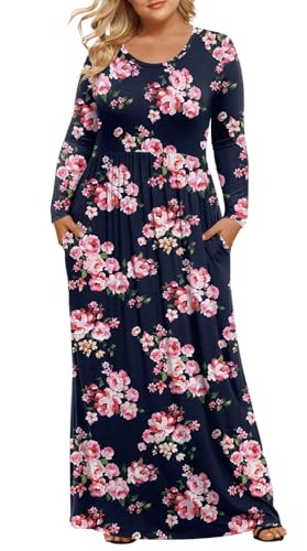 Image of LONGYUAN Women's Plus Size Maxi Dresses for Curvy Women Casual Long Dress XL-6XL