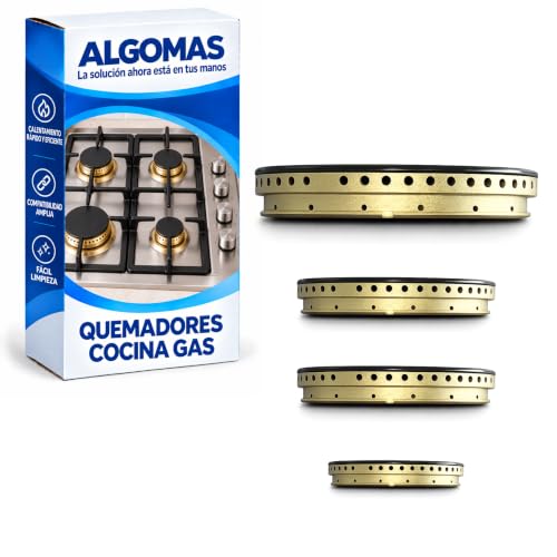 ALGOMAS® Quemadores Cocina Gas | Pack 4 Quemadores y Tapas 92 mm 62 mm 62 mm 42 mm | Compatible con Zanussi Nardi Teka Balay Fagor | Repuesto Fogones Gas