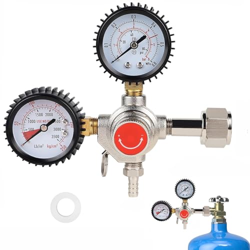 Regulador de presión de cerveza CO2, regulador de presión de CO2, regulador de presión de cerveza con doble manómetro W21.8, reductor de presión para máquina de cerveza, cerveza