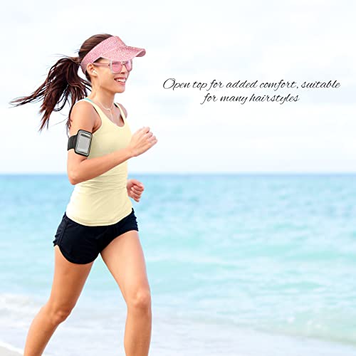 Women Sun Visor Bling Visor For Women Summer Crystal Sunglasses Oversized Square Sunglasses For Sports Tennis Outdoor (Pink) #TOP6