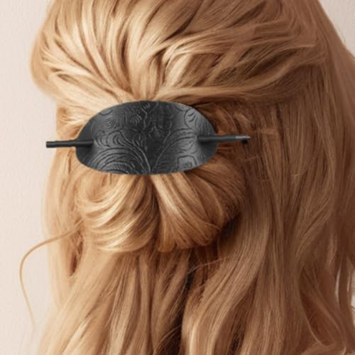 Horquillas de cuero ovaladas para mujer pack de 4 pasadores retro 4