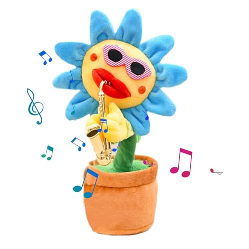 Dancing Sunflower Toy - Glowing Plush, Talking and Recording | Musical Saxophone Flower with 200 Songs, Funny Animated Giftt | Singing and Dancing Party Favor for Babies, Kids, and Adults