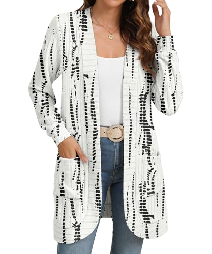 Image of YSYOKOW Cardigan Sweaters for Women Long Sleeve Open Front with Pockets | Long Cardigans for Women Lightweight Soft Casual Dressy Loose Fit Cardigan Sweater with Pockets for Work and Office