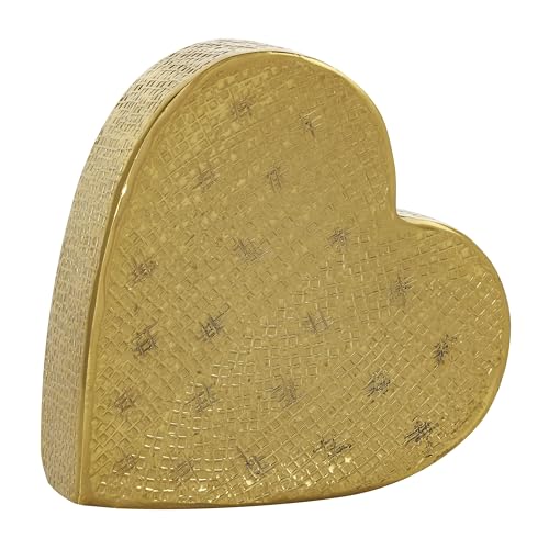 Escultura decorativa metálica de corazón en aluminio dorado miniatura 3