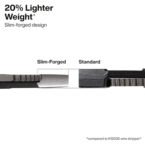 Image of Klein Tools K12075 Heavy-Duty Wire Stripper, Slim-Forged Design, Self-Opening Wire Stripping Tool, Electrical Pliers with Shear Cutter, Cable Stripper Tool
