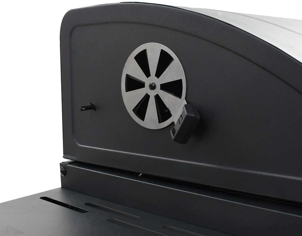 Close-up of the adjustable air vent on the side of the grill