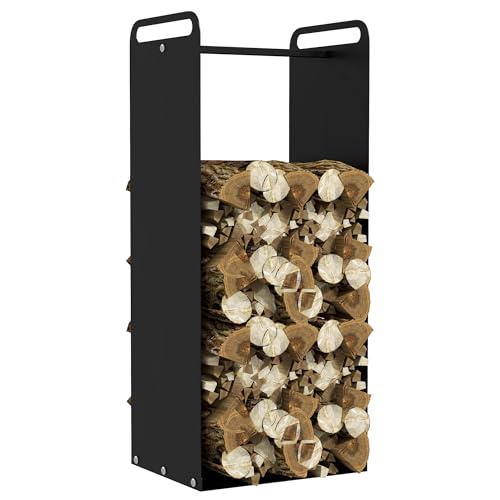 Outsunny Porte-bûches intérieur, support de bois de chauffage, range-bûches intérieur, poignées supérieures, intérieur et extérieur, charge 30 kg,...