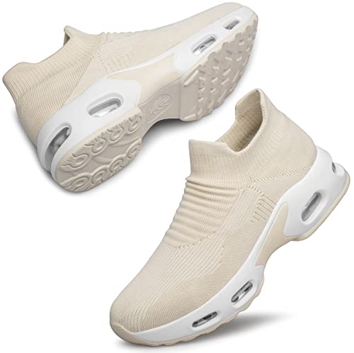 Image of DOUSSPRT Womens Walking Shoes Slip on Sock Sneakers Lady Girls Nurse Mesh Air Cushion Platform Loafers Fashion Casual