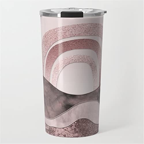 Rosegold - Taza de viaje con diseño de arco iris y mármol con piedras preciosas abstractas de viaje, taza de café de acero inoxidable de 20 onzas Cover