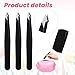 3 Pack Tweezers for Eyebrows, Stainless Steel Pointed Tip Ingrown Hair Removal Tweezers Black Slanted Angled Tweezer Set for Women Men Precision for Eyebrows Facial Ingrown Hair and Splinter Removal
