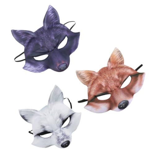 Veemoon 3pcs Eva Half Face Mask Decorative Animal Masks for Halloween Cosplay Carnival Masquerade Parties Comfortable Elastic Design