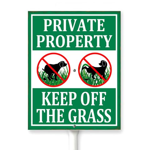 Horienteeon Private Property Keep Off The Grass Yard Sign With Stake No Dog Allowed Neighborhood Lawn Signs,Rustproof Farm Party Porch Street Business Outdoor Aluminium Decorations 7x8.8"