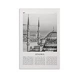 LZTEN Póster de pared de Estambul, diseño de mezquita en blanco y negro, póster de Estambul, foto de Estambul, Turquía, Estambul, Türkiye, lienzo turco