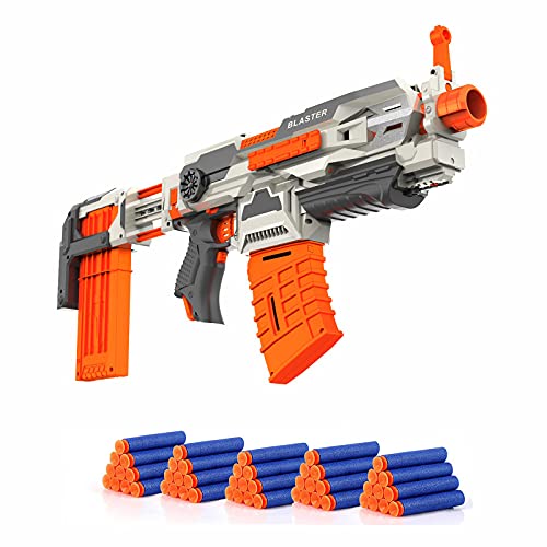 Beipegin Automatic Electric Blaster Toy, DIY Foam Blaster for 6 - 12+ Kids, Soft Dart Burst Blaster Toy with 50 PCS Soft Darts and 2 Bullet Clips