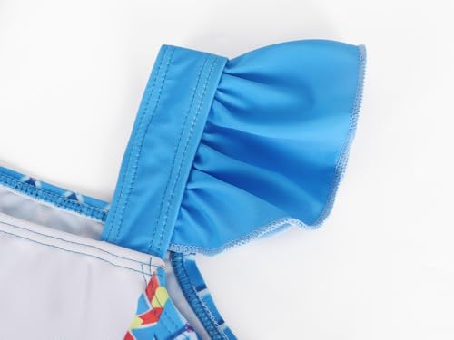 Image of WonderBabe Swimsuit for Girls Princess Two 2 Piece Swimsuit with Skirt Swimwear Swimming Bathing Suit Swim Wear Dress Up Size 5t 6t Light Blue