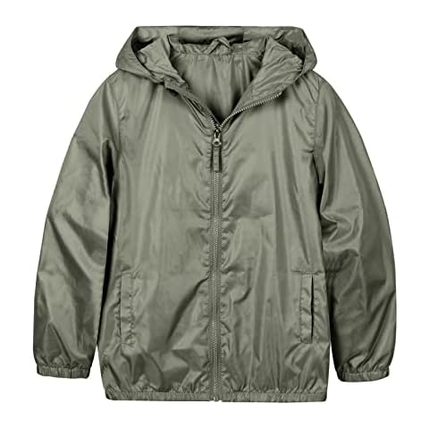 MYJAJAYI Green Boys Rain Jacket Lightweight Hooded Rain Coats for Kids Waterproof Jacket 14 Cover