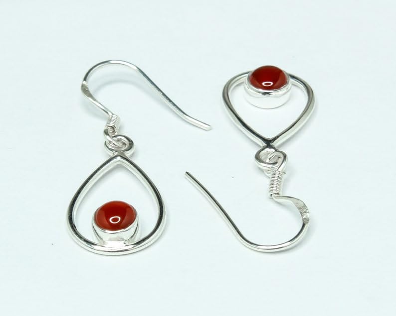 Boucles d'oreilles cornaline naturelle argent, le cadeau idéal
