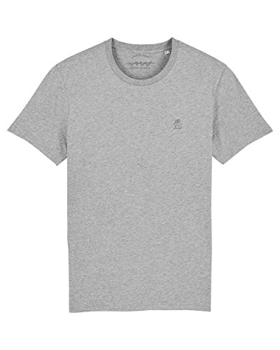Cencibel Smart Casual Camiseta Callate La Boca Básica Gris con Calavera Bordada Al Tono (S)