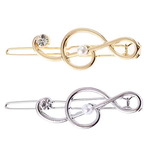 2 Pezzi Barrettes Lega Clip per Capelli Musica