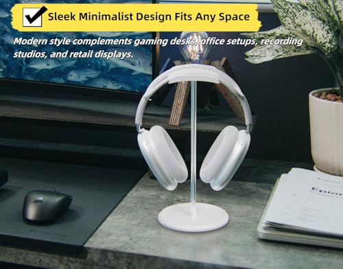 wigmoa CA-4 【1PACK】 Headphone Stand with Storage Tray No Tool Assembly Headset Holder Compatible with AirPods Max, AirPods Pro, Beats, Bose, and Most Gaming Headphones. (Black) - image 7
