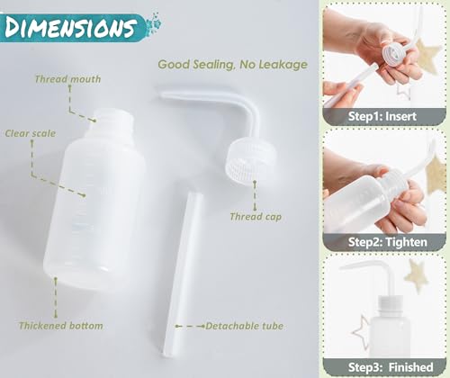 image for Melphoe Tattoo Wash Bottle Squeeze, 2Pcs 150ml Water Squirt Bottle Suc