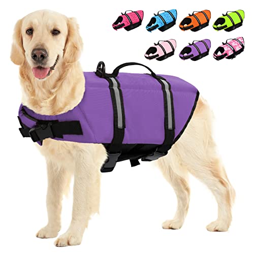 Sunfura Ripstop Dog Life Jacket, Dog Flotation Life Vests For Swimming, Beach Boating Dog Life Preserver With High Buoyancy And Rescue Handle For Small Medium Large Dogs (Purple, S) #TOP8